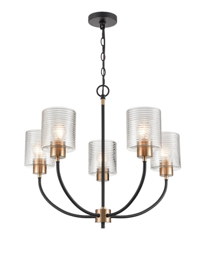 22.5'' Renitta Matte Black/Modern Gold 5 Light Chandelier