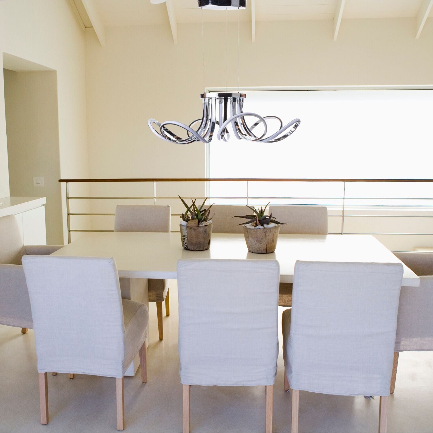 6 Petal Flower LED Strip Chandelier | Chrome and Dimmable