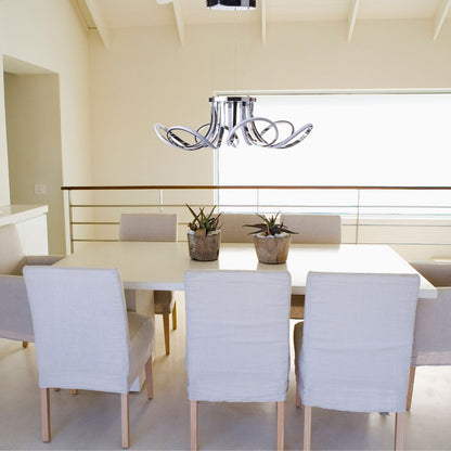 6 Petal Flower LED Strip Chandelier | Chrome and Dimmable