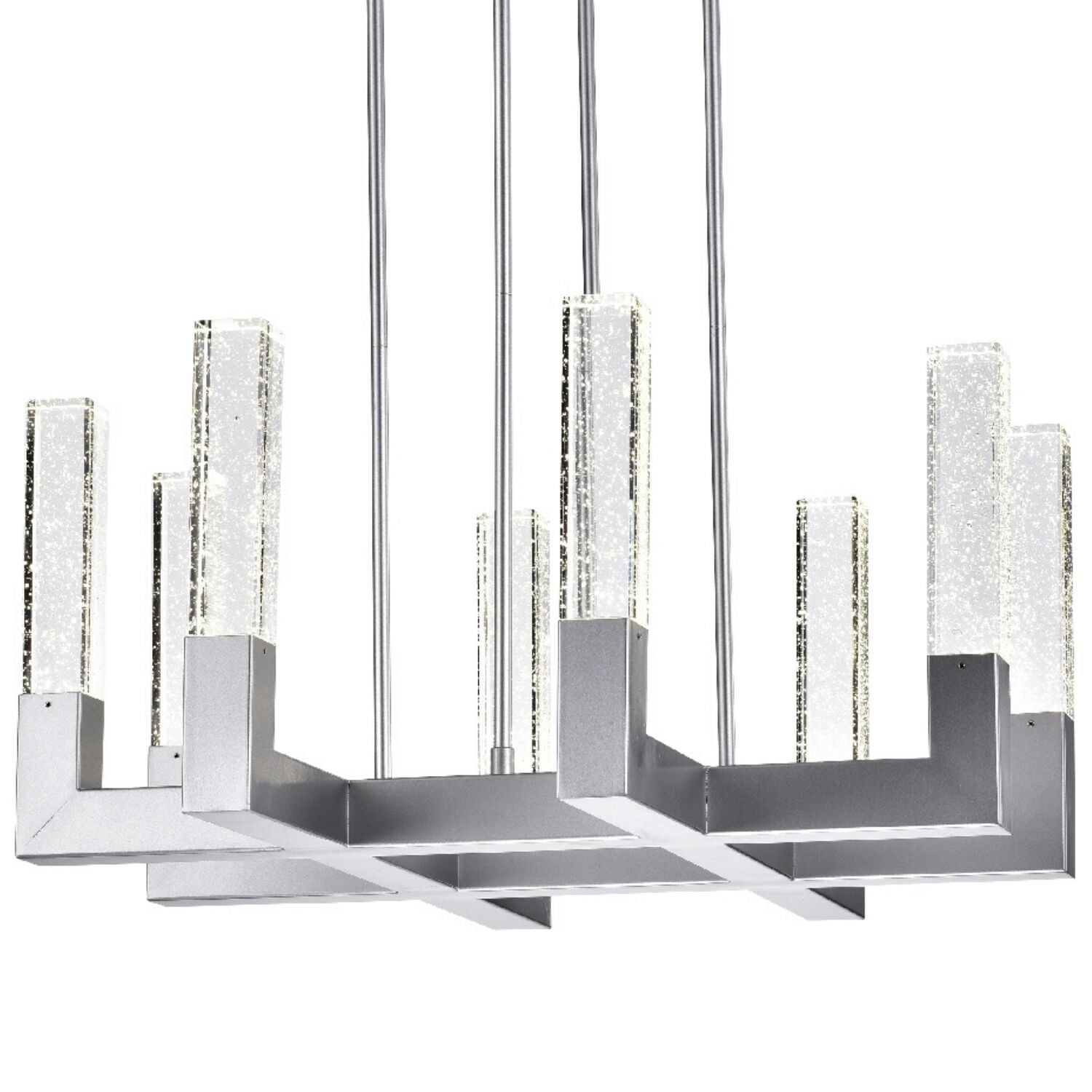 8 Light Square Crystal Dianyi LED Chandelier | Silver