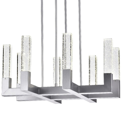 8 Light Square Crystal Dianyi LED Chandelier | Silver