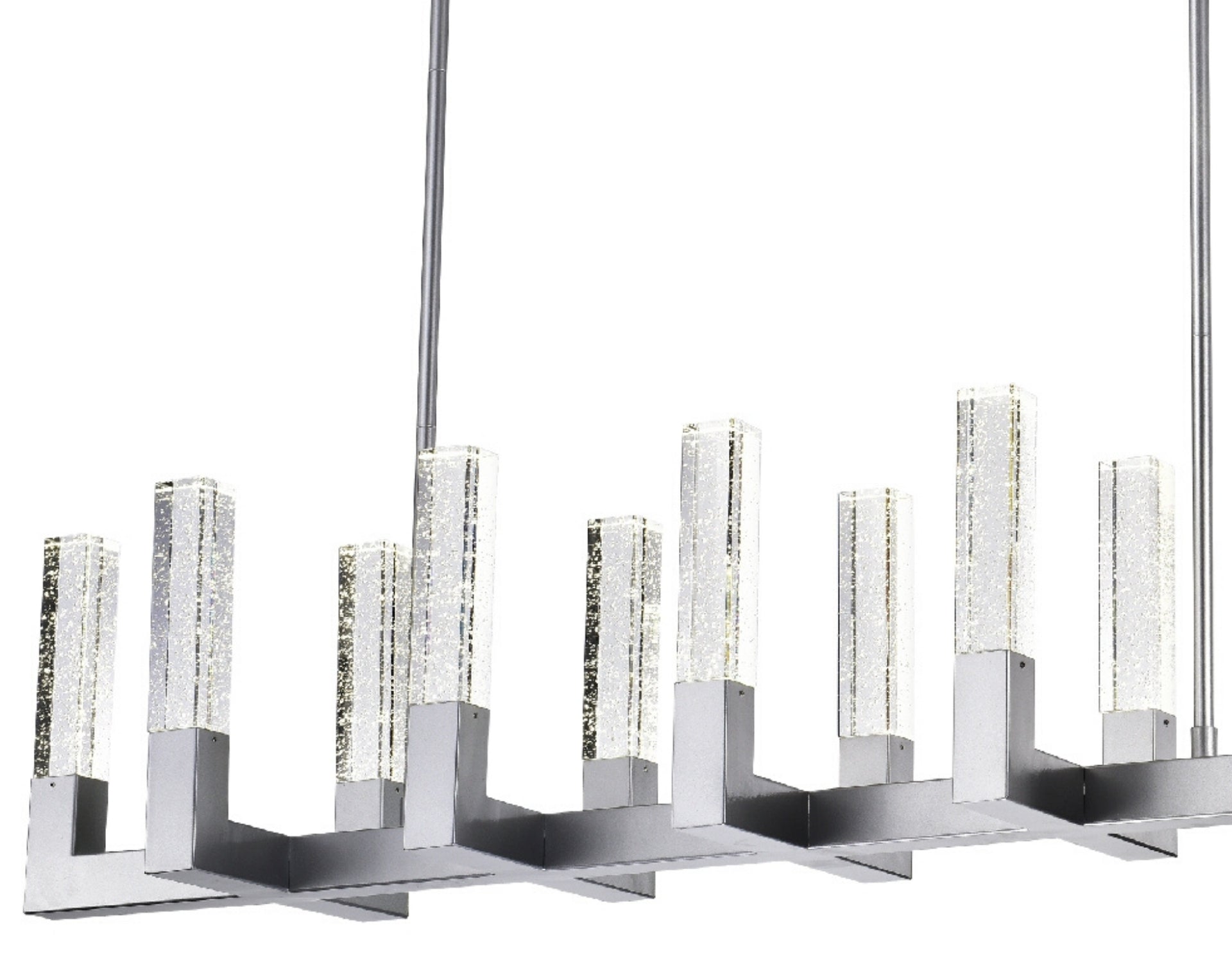 12 Light Rectangular Crystal Dianyi LED Chandelier | Silver