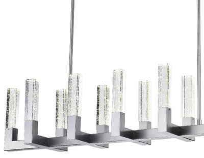 12 Light Rectangular Crystal Dianyi LED Chandelier | Silver