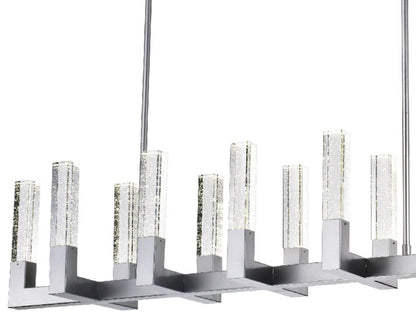 12 Light Rectangular Crystal Dianyi LED Chandelier | Silver