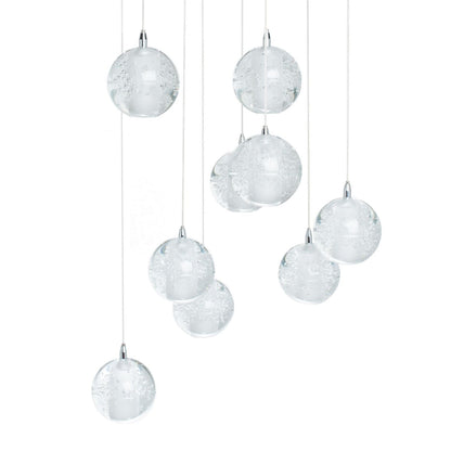 9 light Crystal Spheres Chandelier | Round Chrome Canopy