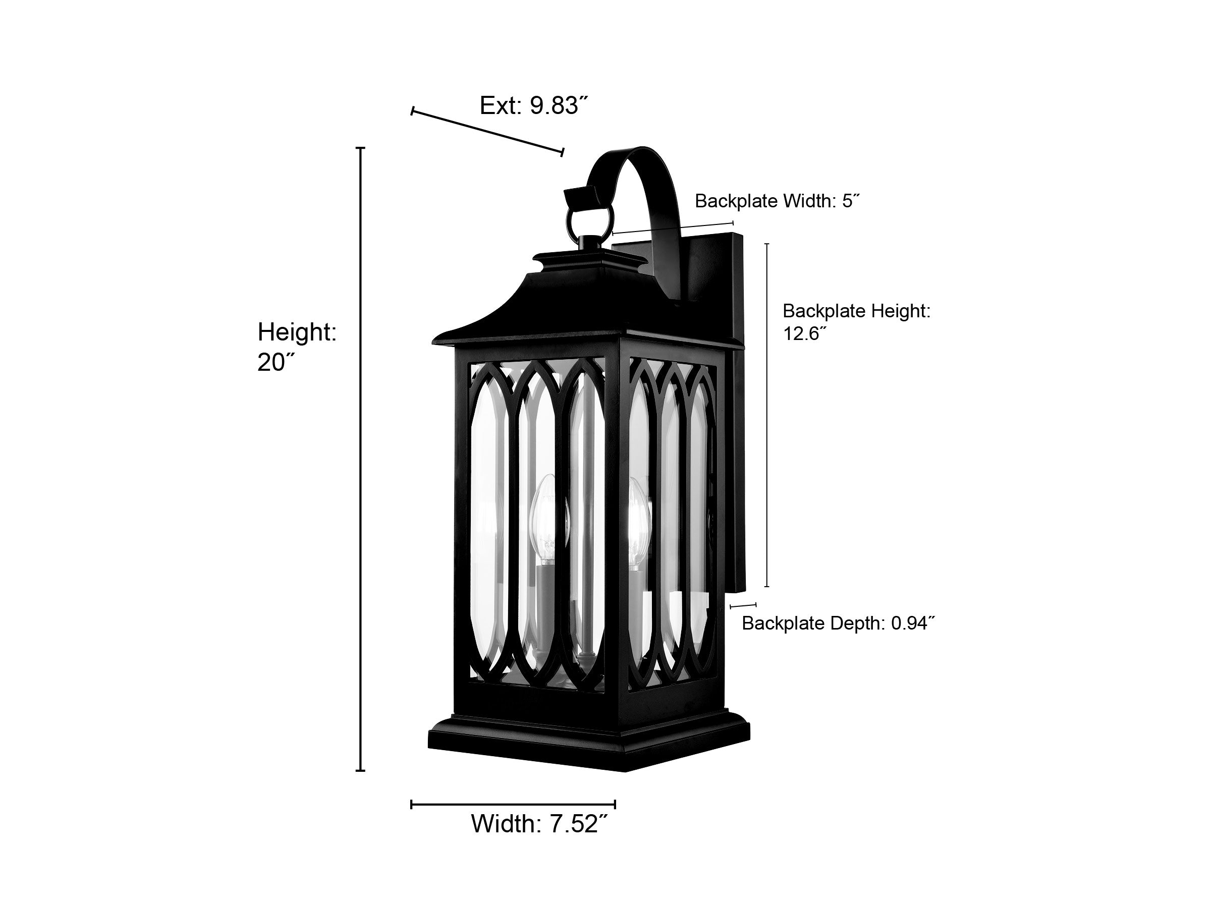 7.5'' Mallorey Powder Coated Black 2 Light Wall Sconce
