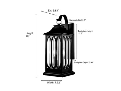7.5'' Mallorey Powder Coated Black 2 Light Wall Sconce