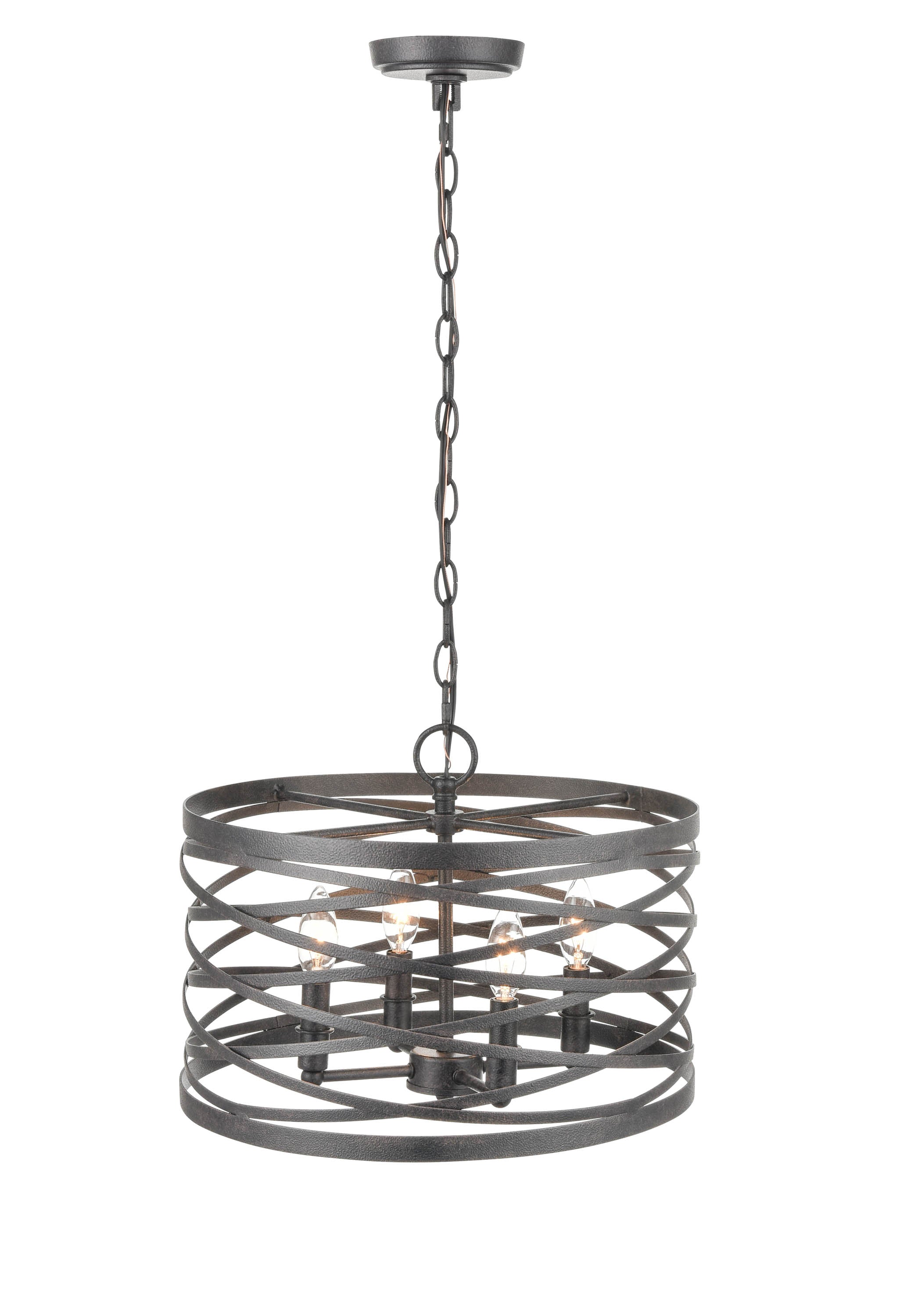 12'' None Weathered Iron 4 Light Pendant
