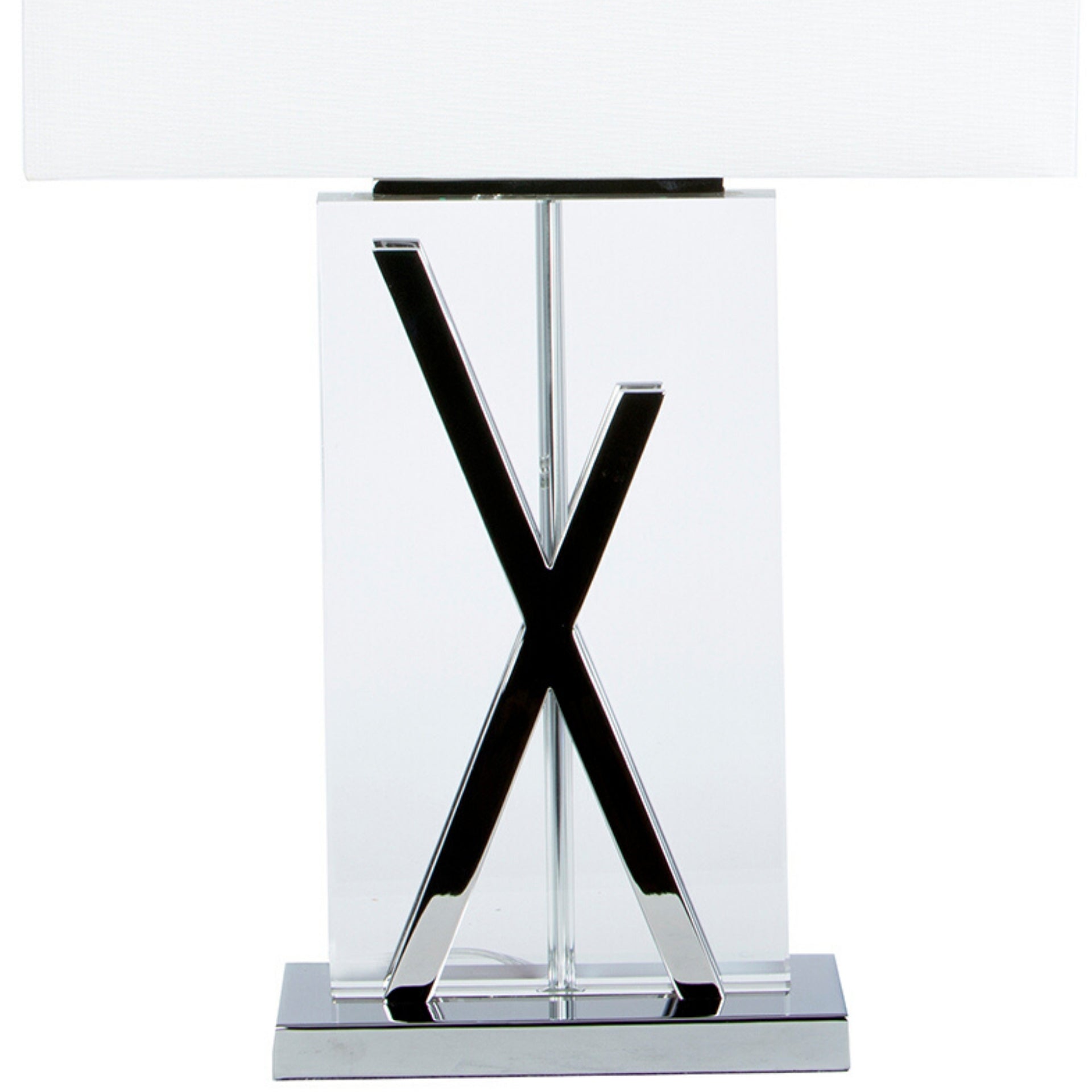 Chrome and Crystal X Table Lamp | 1 Light | USB Charger