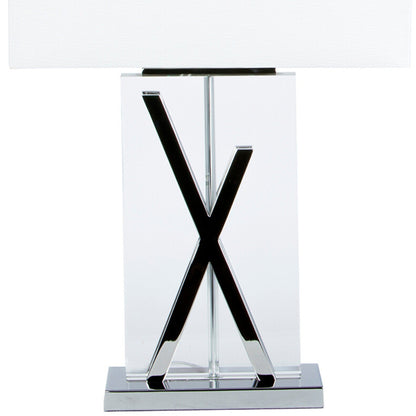Chrome and Crystal X Table Lamp | 1 Light | USB Charger