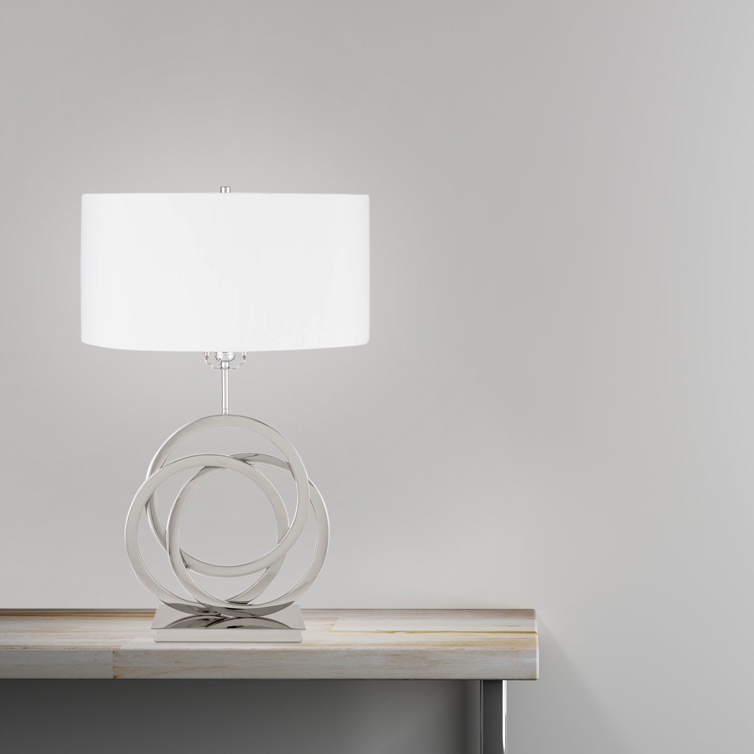 Chrome Circles Table Lamp | 1 Light | USB Charger