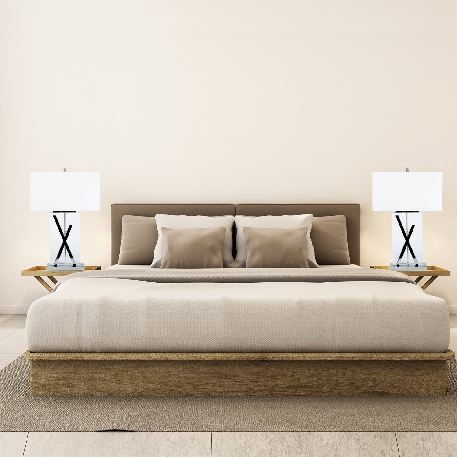 Chrome and Crystal X Table Lamp | 1 Light | USB Charger