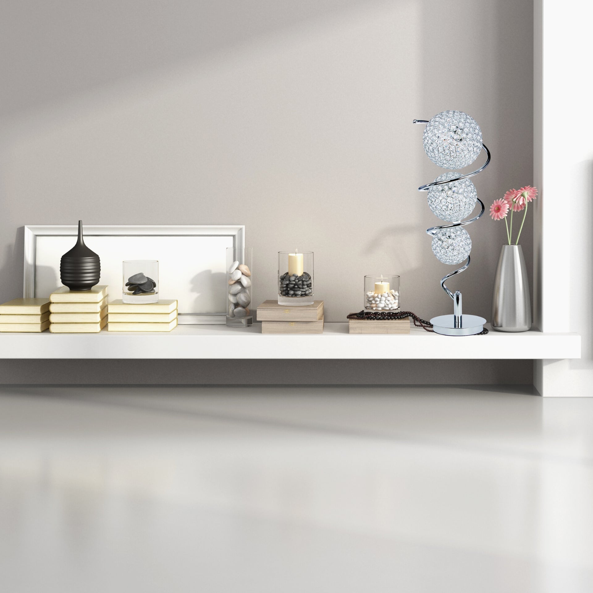 Vertical Crystal Sphere Table Lamp | 3 Light