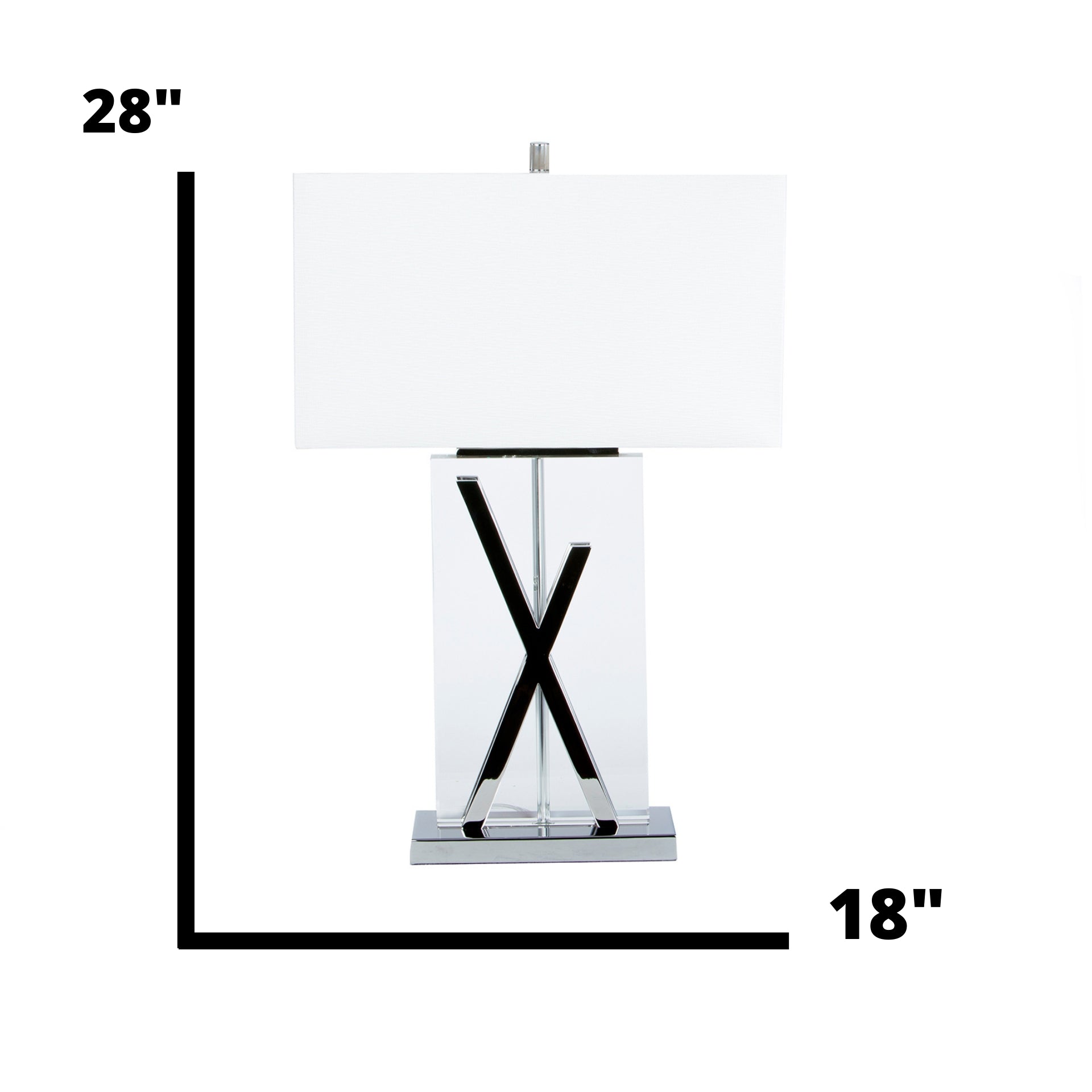 Chrome and Crystal X Table Lamp | 1 Light | USB Charger