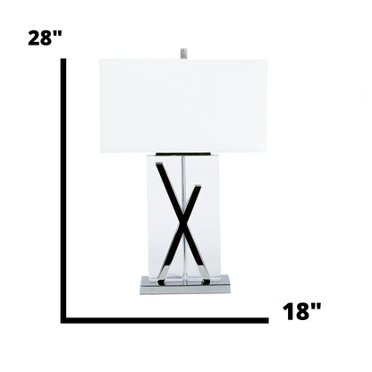 Chrome and Crystal X Table Lamp | 1 Light | USB Charger