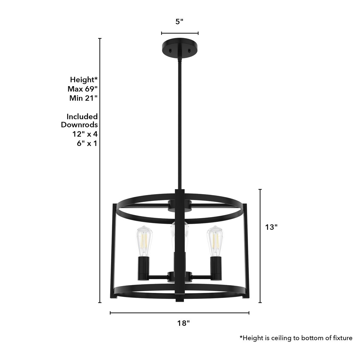 Astwood 18-inch 4-light Matte Black Drum Chandelier