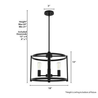Astwood 18-inch 4-light Matte Black Drum Chandelier