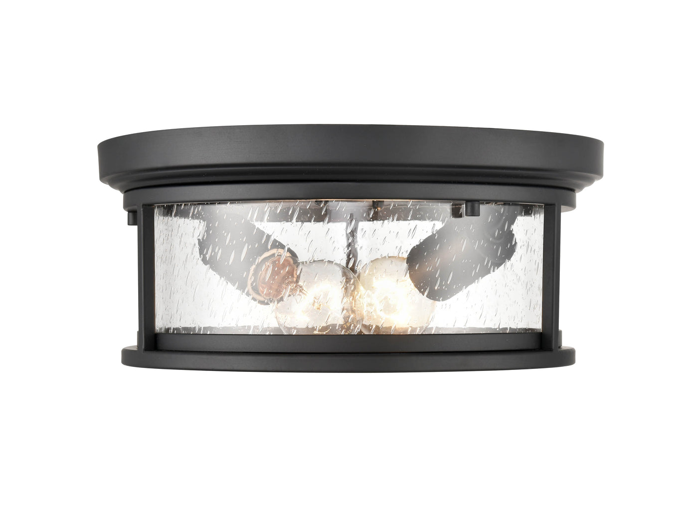 12-inch Bresley Powder Coated Black 2-Light Outdoor Flush Mount Ceiling Light