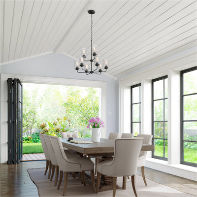 26.75'' Moven Matte Black 9 Light Chandelier