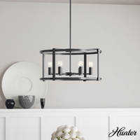 Astwood 26-inch 6-light Matte Black Drum Chandelier with Clear Glass