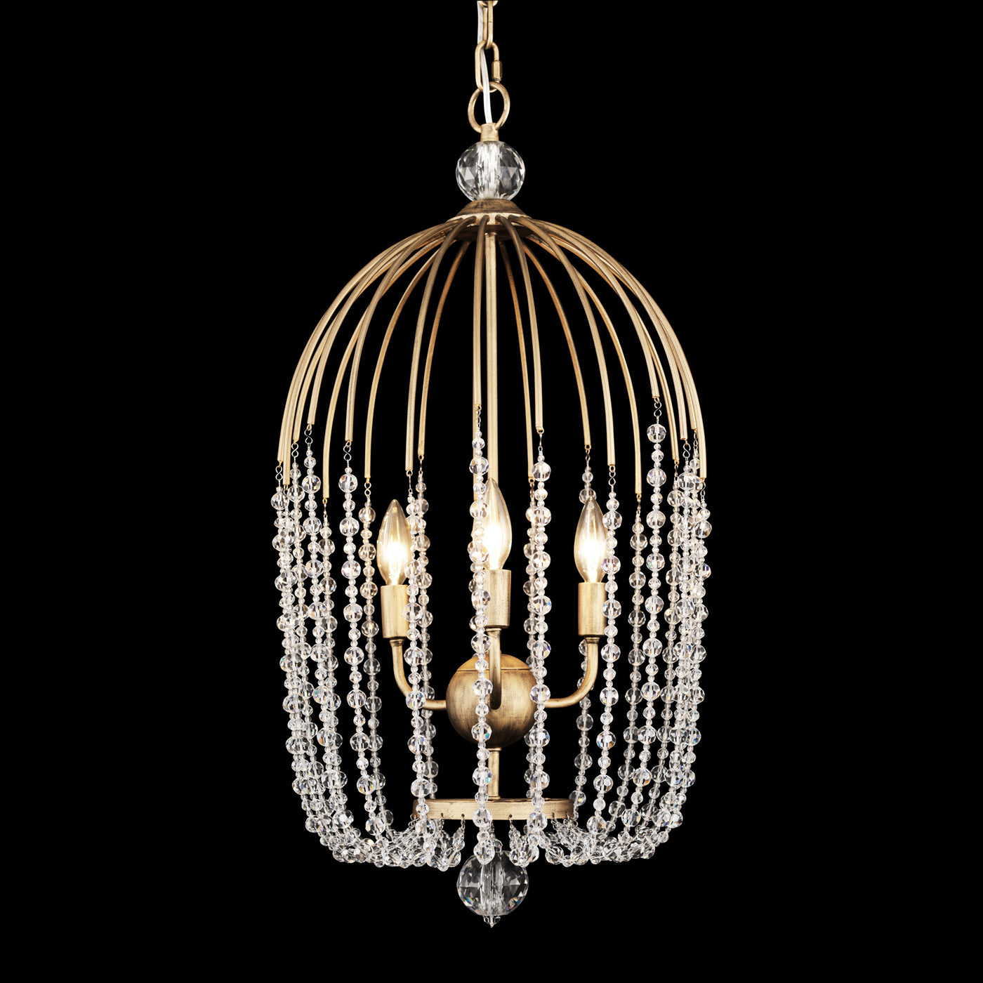 Voliere 3 Light Crystal Tall Pendant