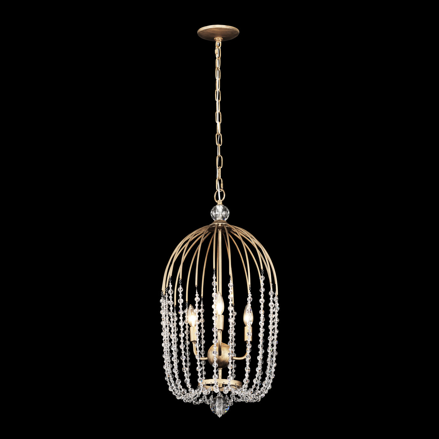 Voliere 3 Light Crystal Tall Pendant