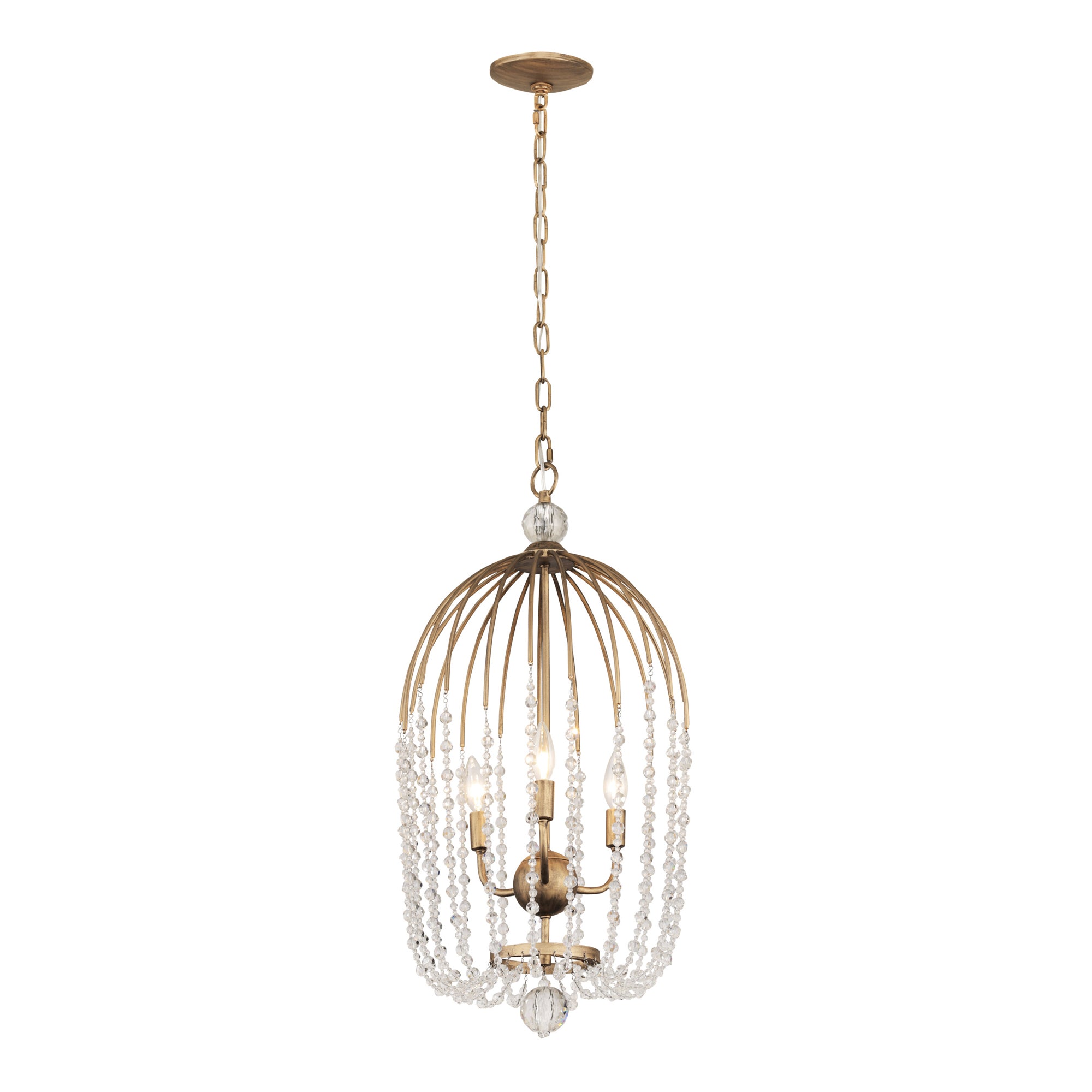 Voliere 3 Light Crystal Tall Pendant