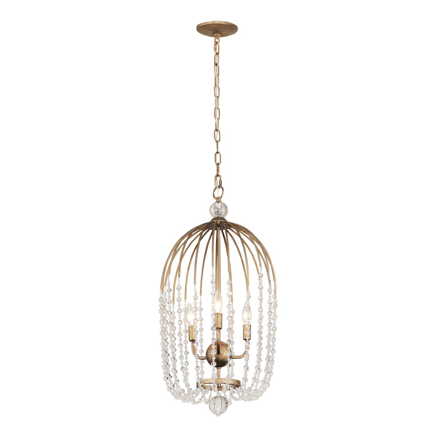 Voliere 3 Light Crystal Tall Pendant