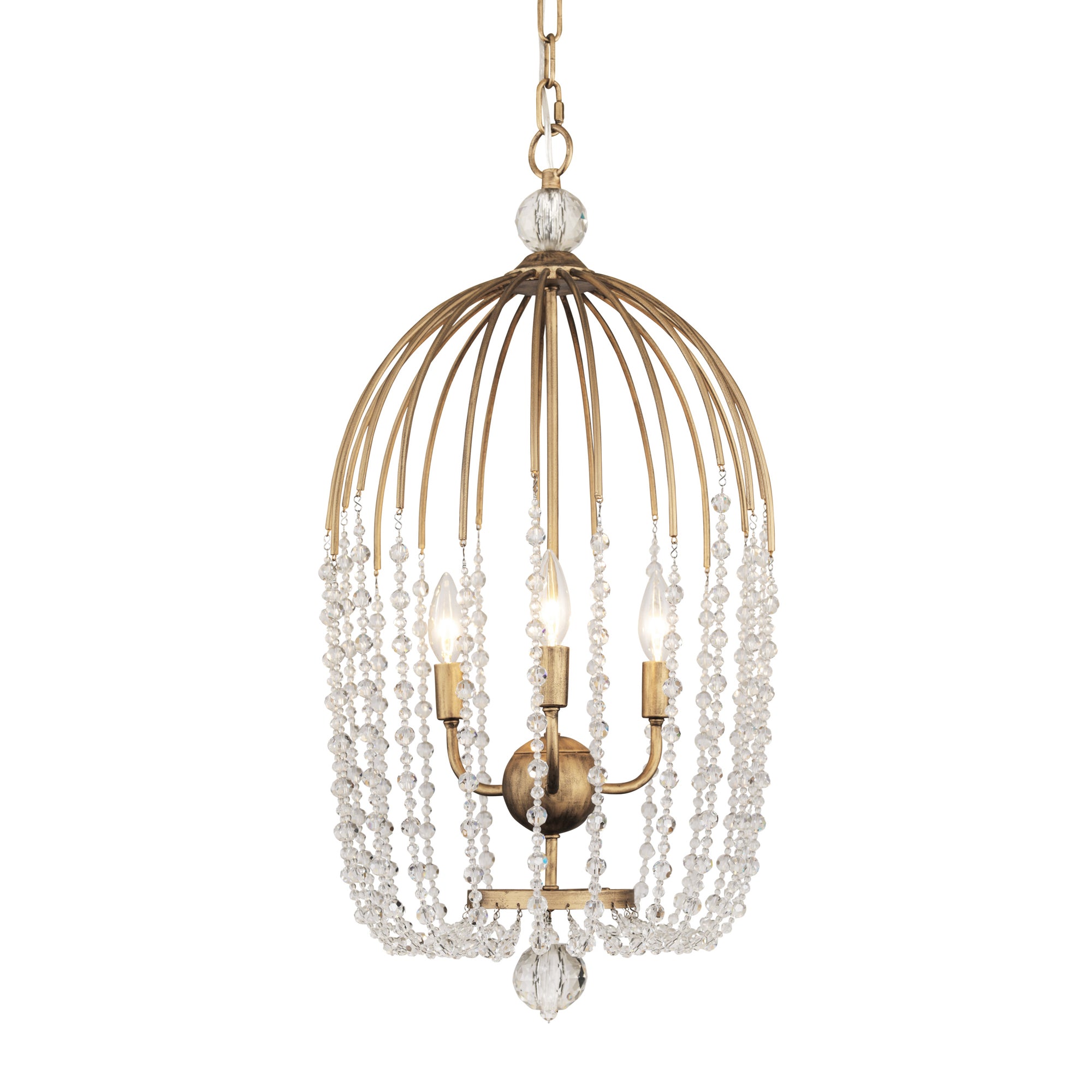 Voliere 3 Light Crystal Tall Pendant