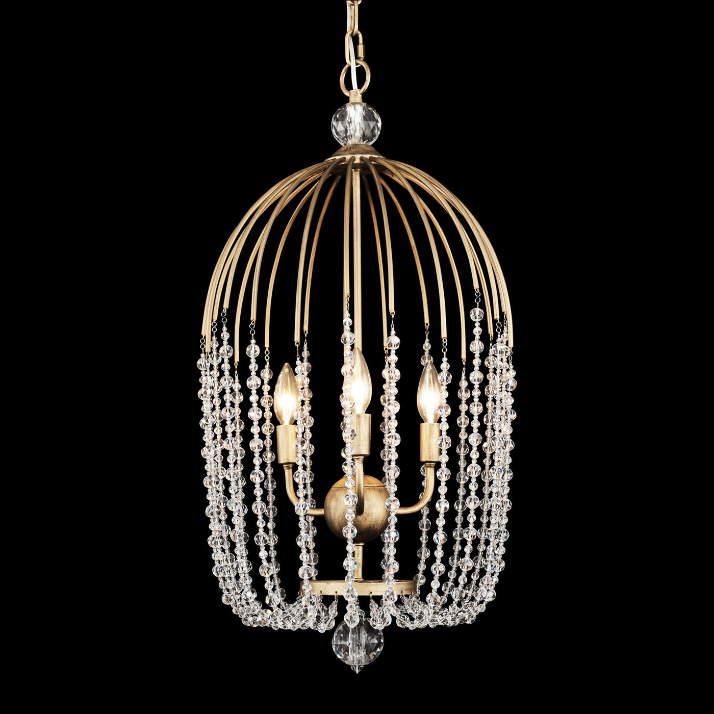 Voliere 3 Light Crystal Tall Pendant
