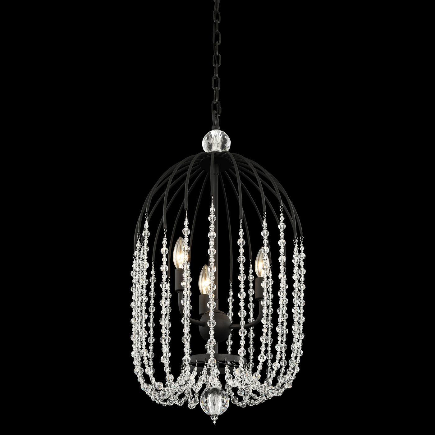 Voliere 3 Light Crystal Tall Pendant