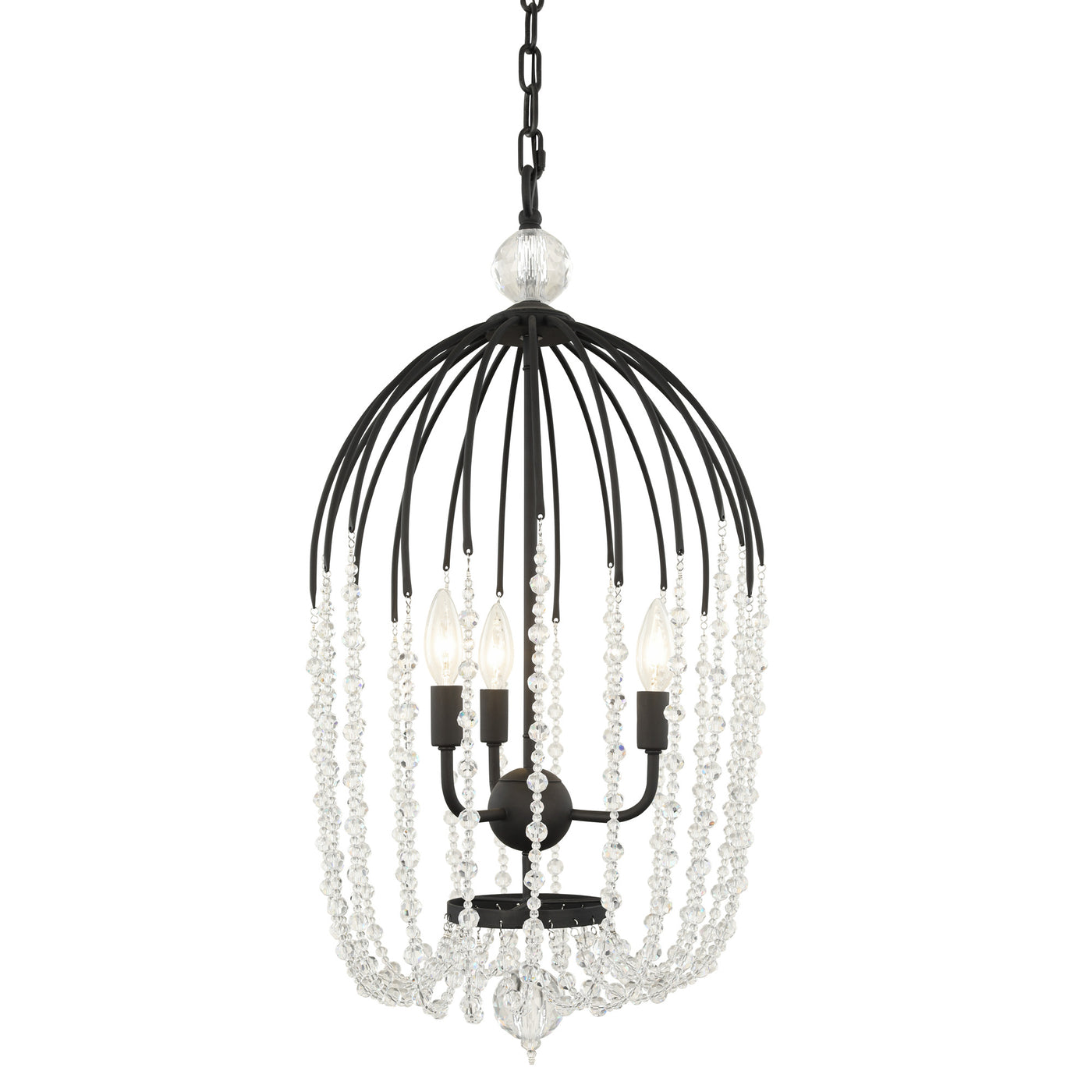 Voliere 3 Light Crystal Tall Pendant