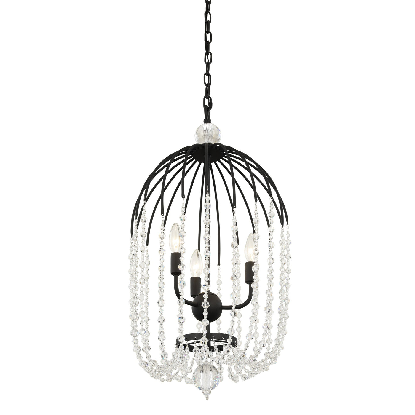 Voliere 3 Light Crystal Tall Pendant
