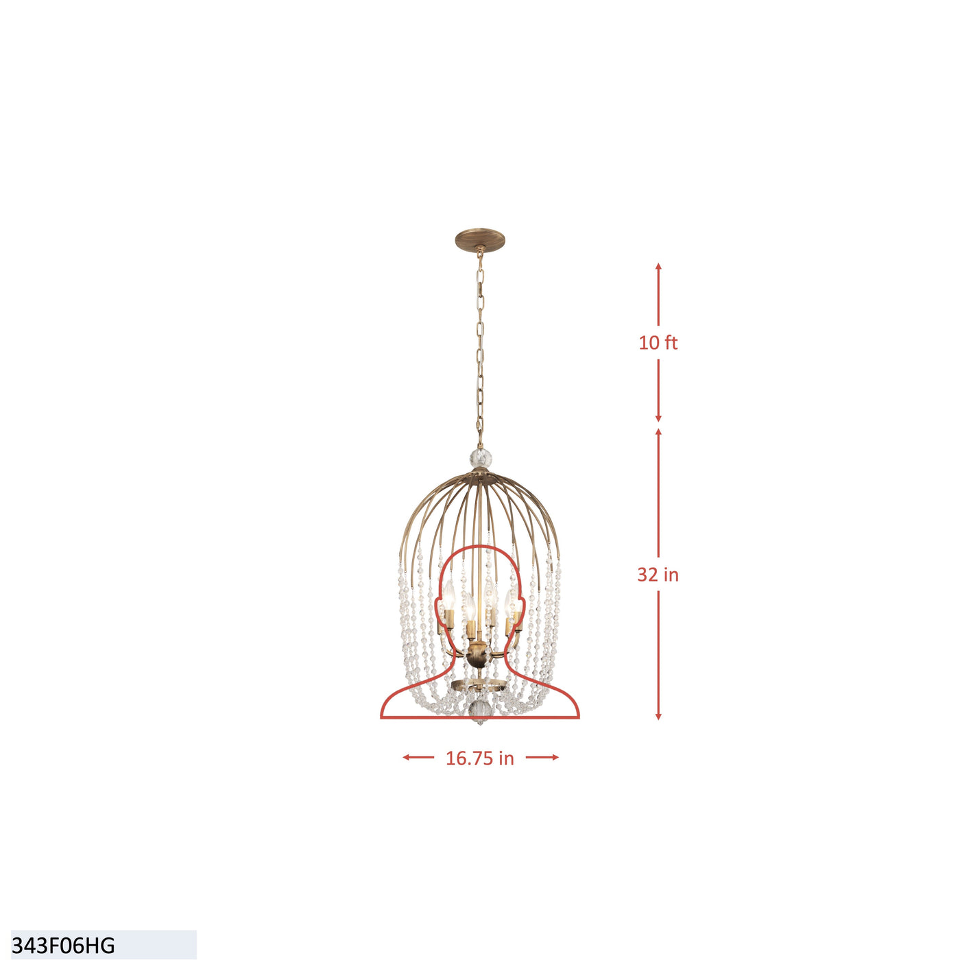 Voliere 6 Light Crystal Pendant