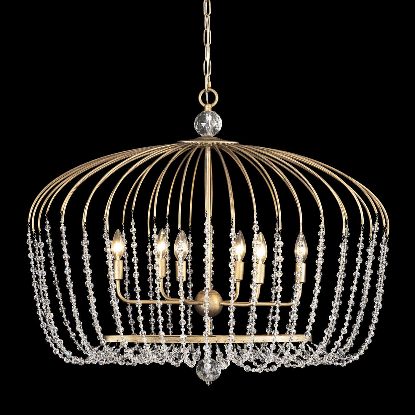 Voliere 6 Light Crystal Oval Pendant