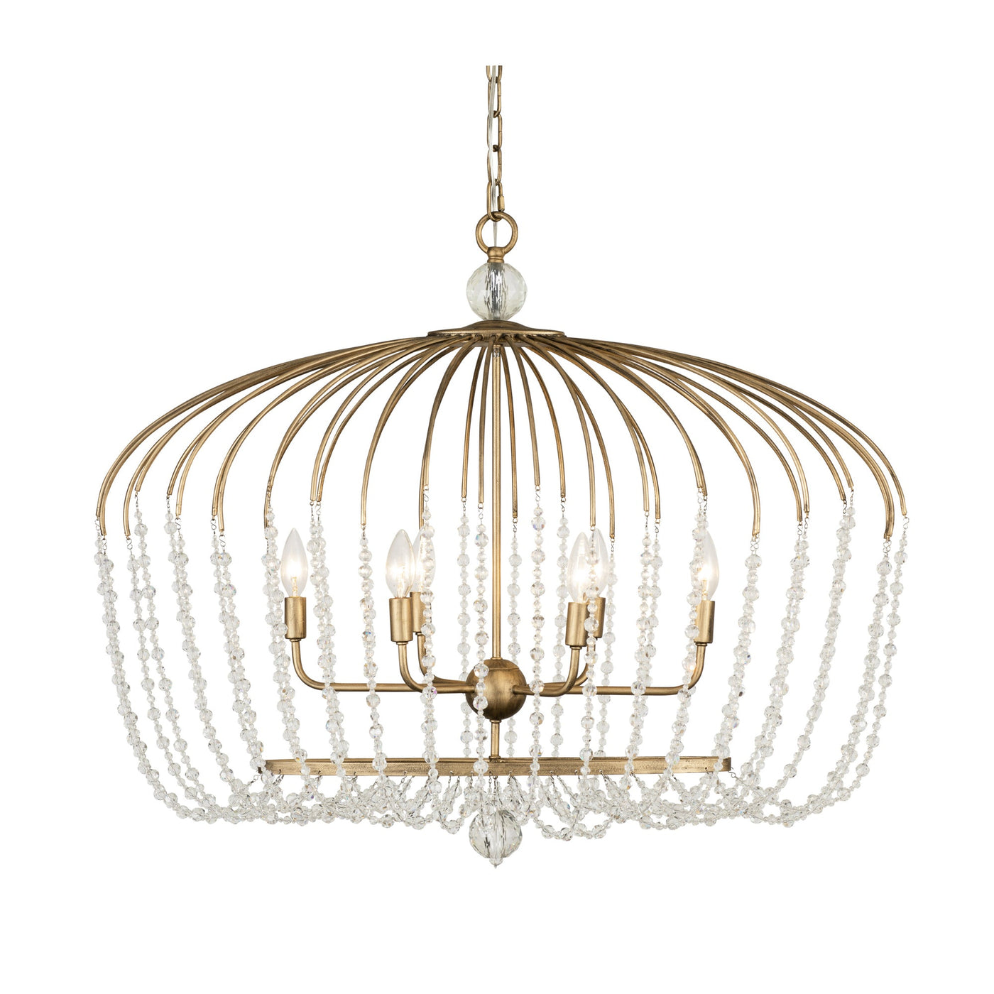 Voliere 6 Light Crystal Oval Pendant