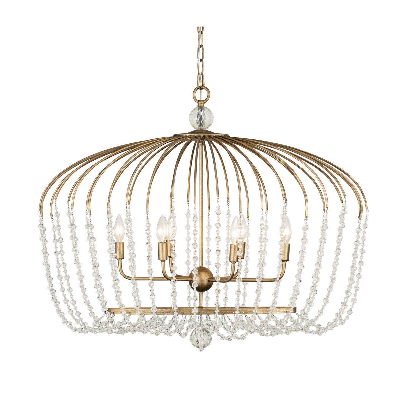 Voliere 6 Light Crystal Oval Pendant