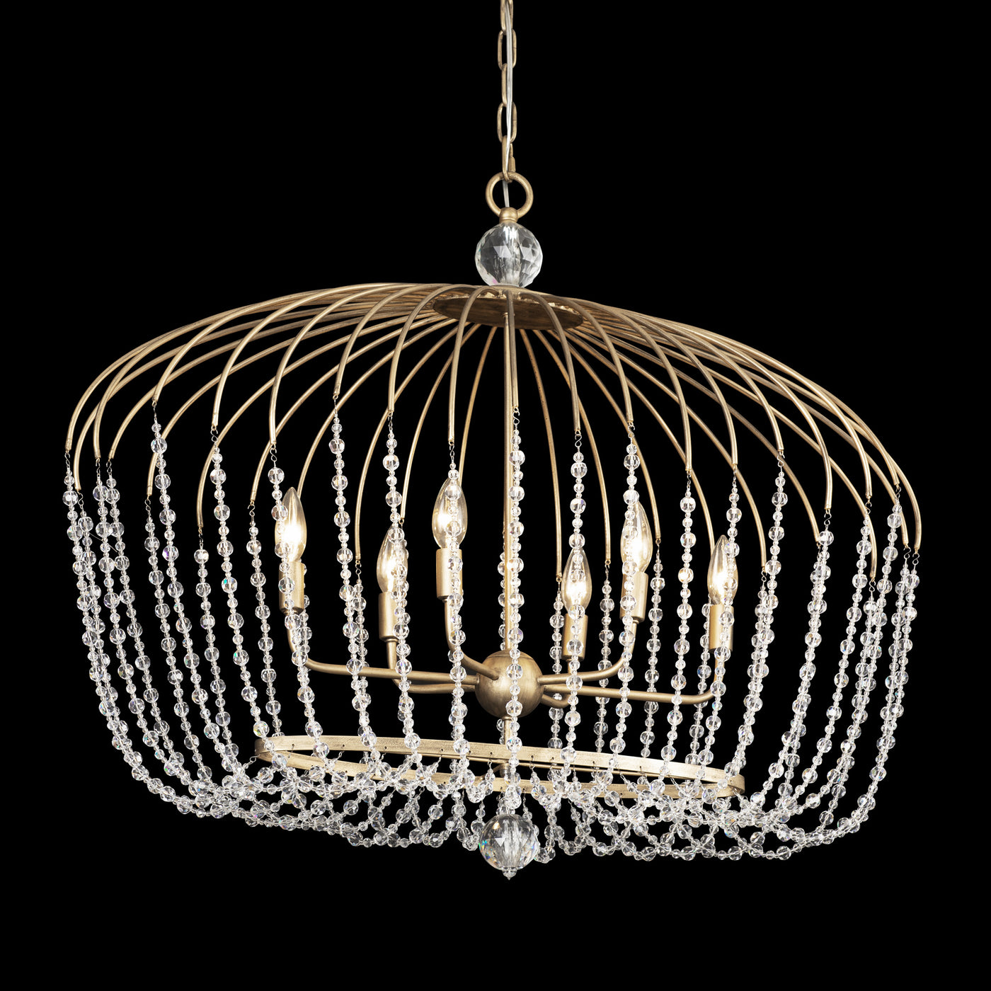 Voliere 6 Light Crystal Oval Pendant