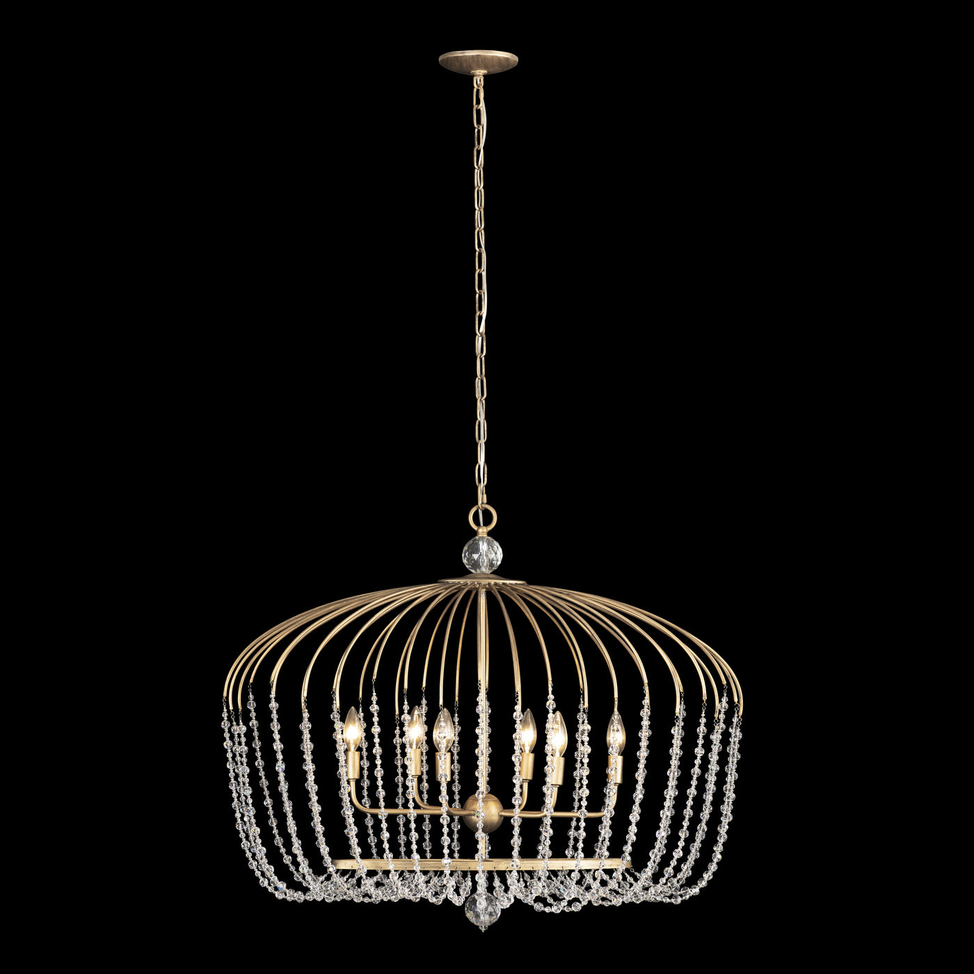 Voliere 6 Light Crystal Oval Pendant