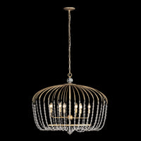 Voliere 6 Light Crystal Oval Pendant