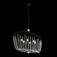 Voliere 6 Light Crystal Oval Pendant