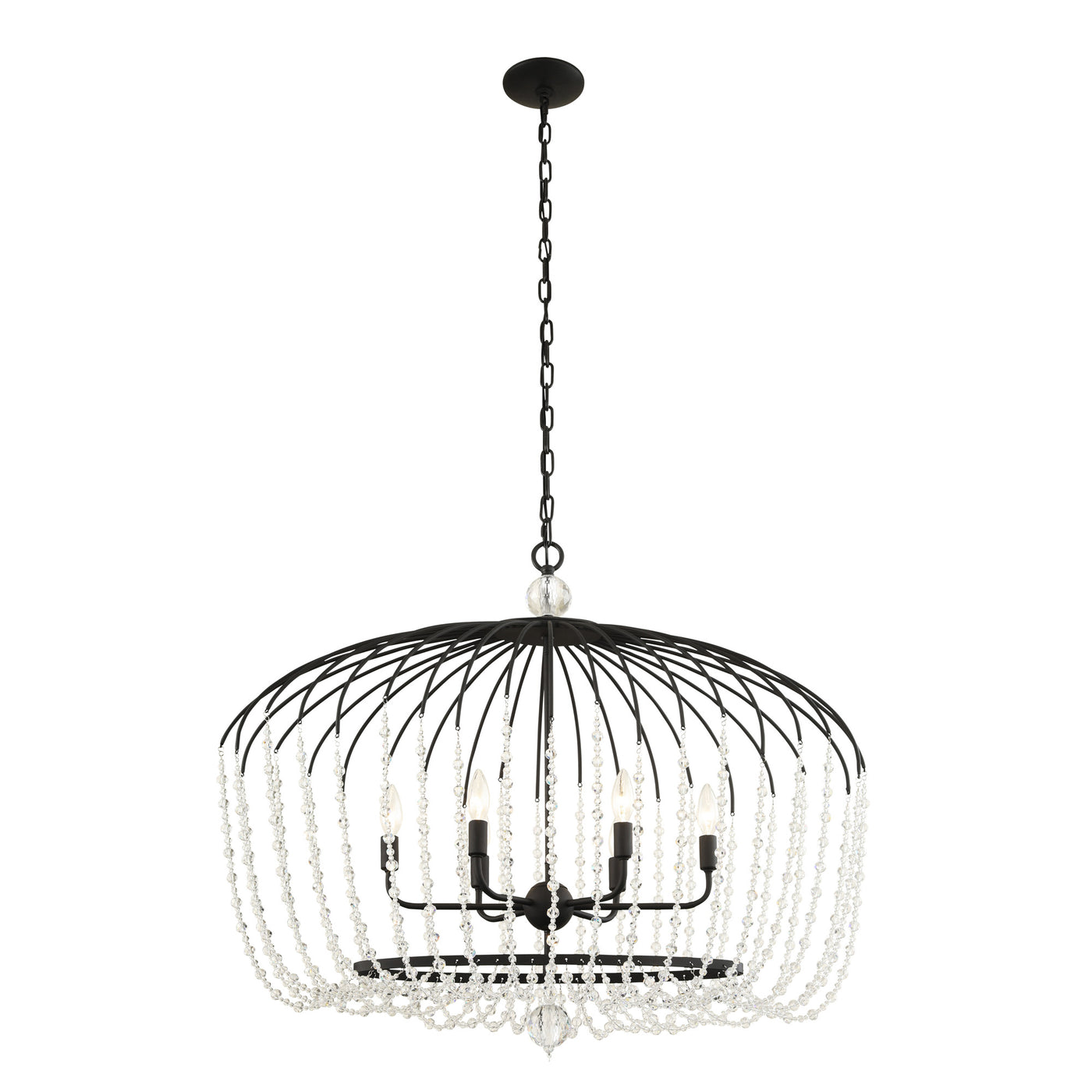 Voliere 6 Light Crystal Oval Pendant