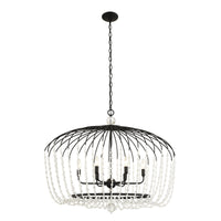 Voliere 6 Light Crystal Oval Pendant