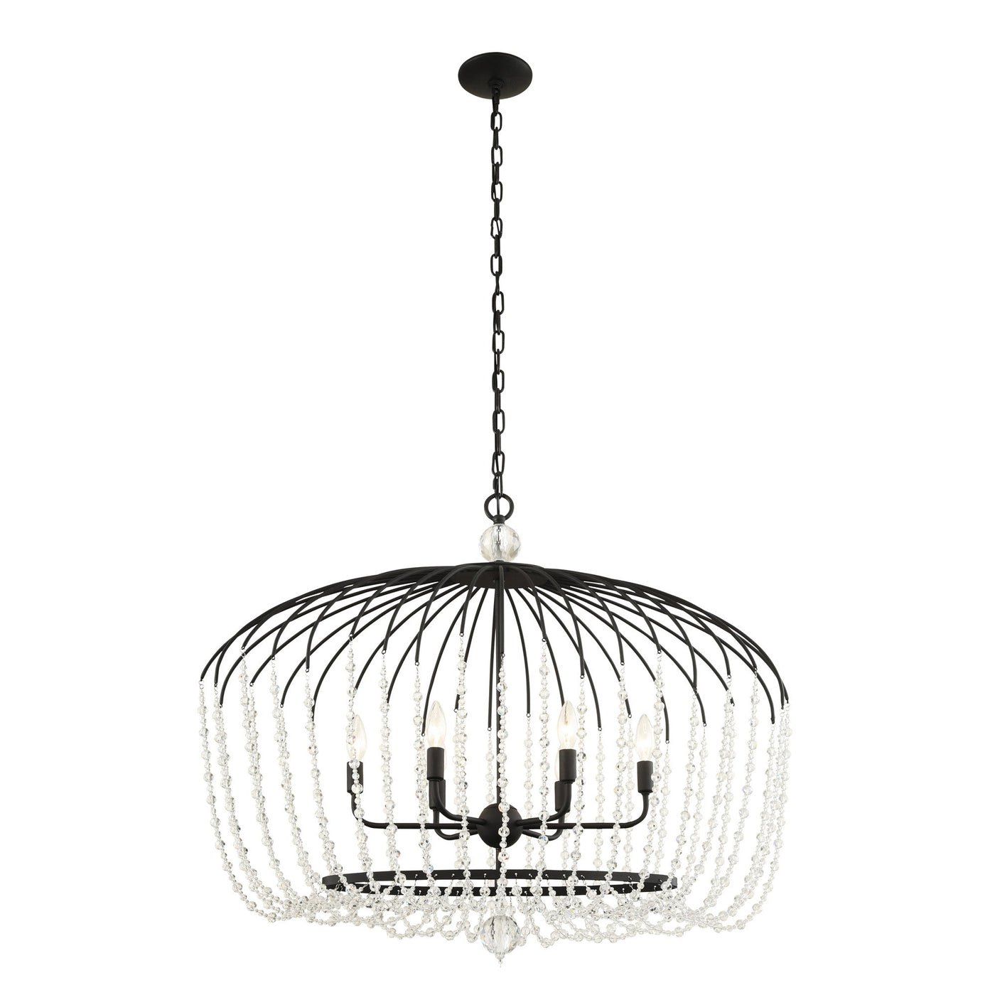 Voliere 6 Light Crystal Oval Pendant