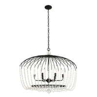 Voliere 6 Light Crystal Oval Pendant