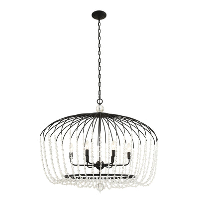 Voliere 6 Light Crystal Oval Pendant