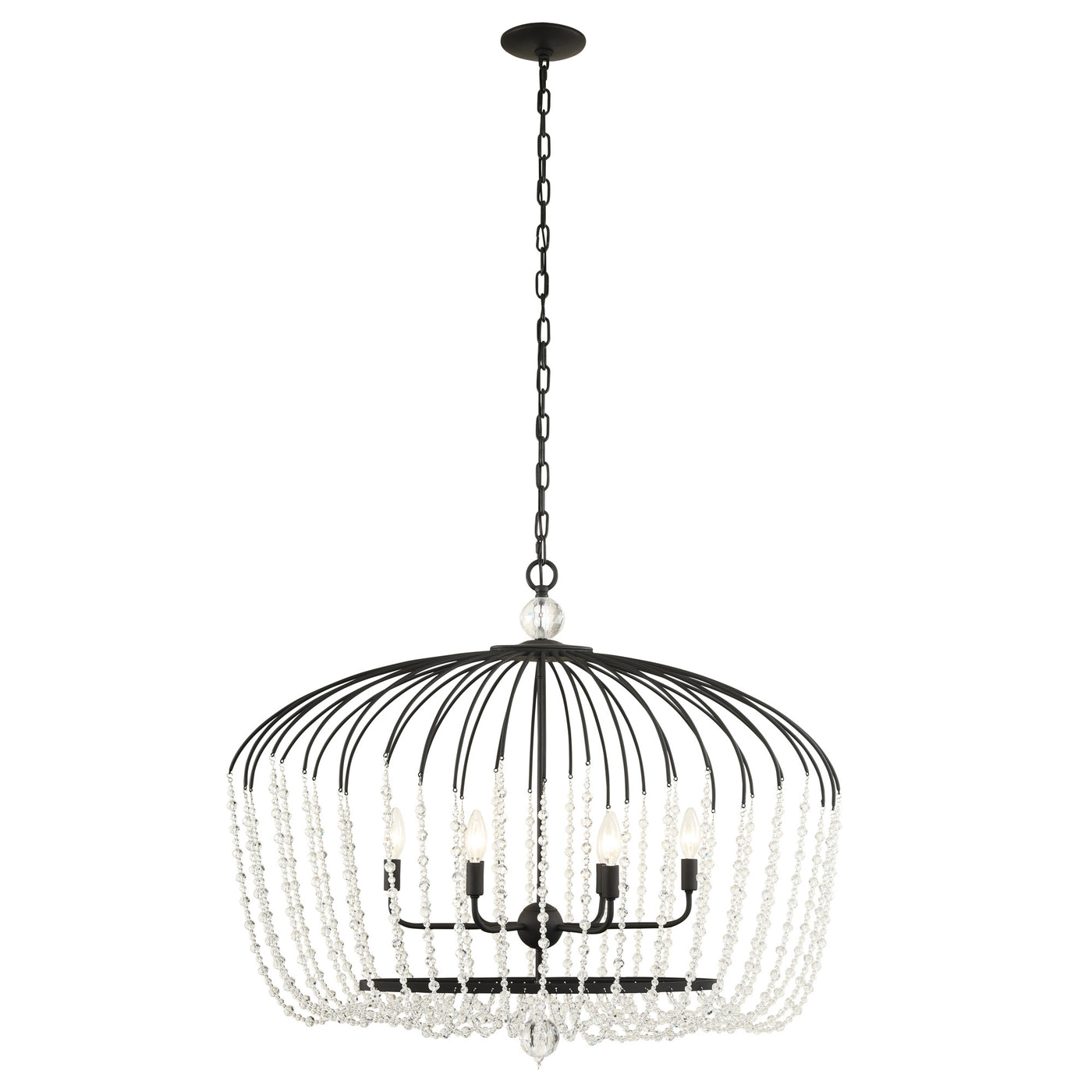 Voliere 6 Light Crystal Oval Pendant