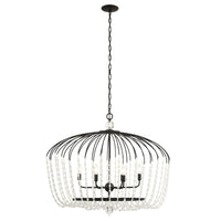 Voliere 6 Light Crystal Oval Pendant