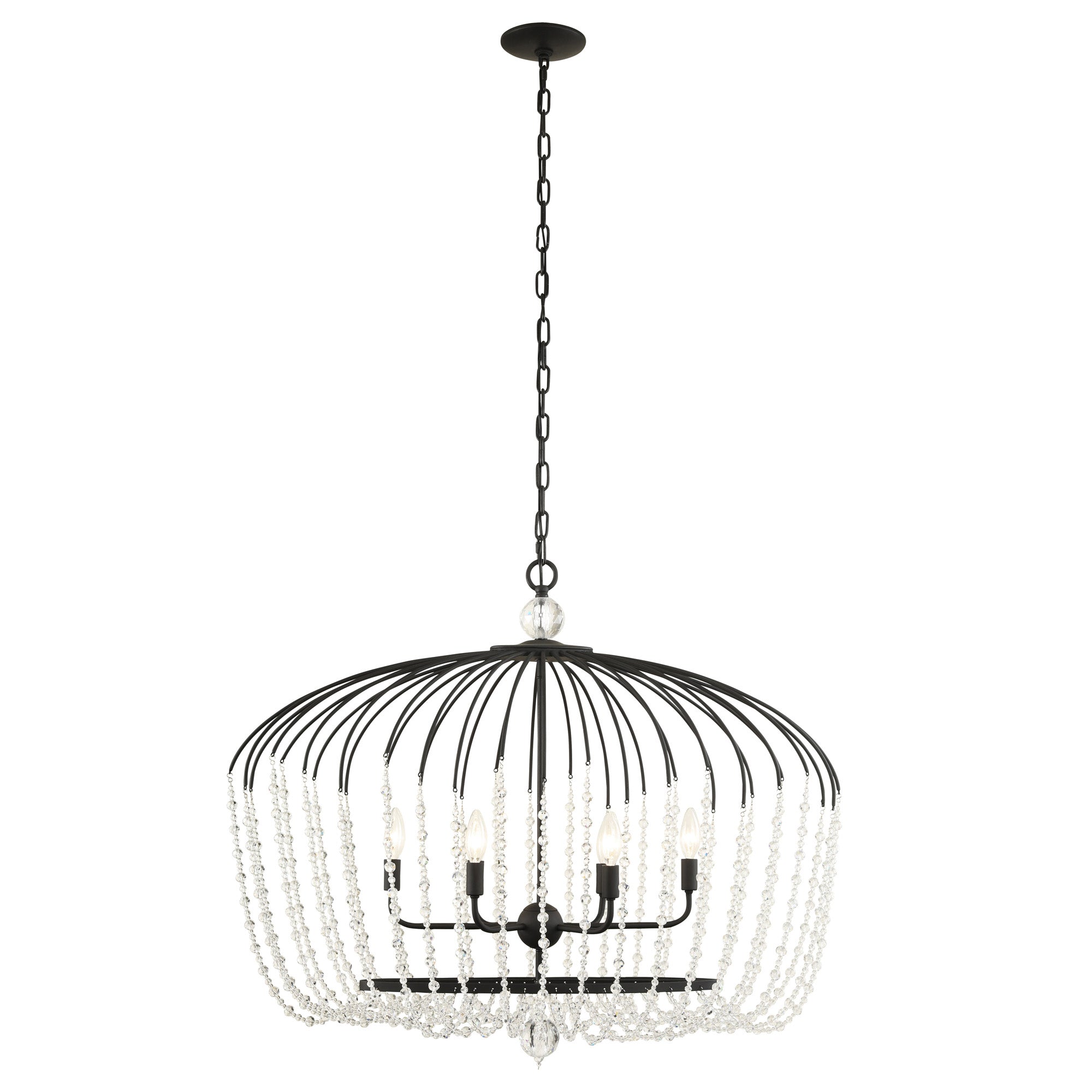 Voliere 6 Light Crystal Oval Pendant