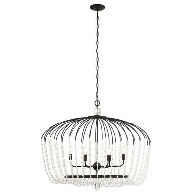 Voliere 6 Light Crystal Oval Pendant